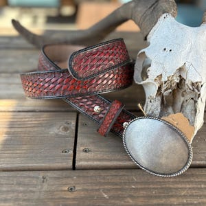 Hand Tooled Belt Size 38 - Etsy display picture 2