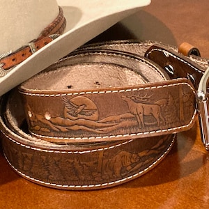 Elk Leather Belt - Etsy display picture 1