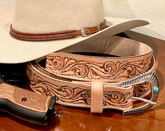 Leather Belt - Hand Tooled