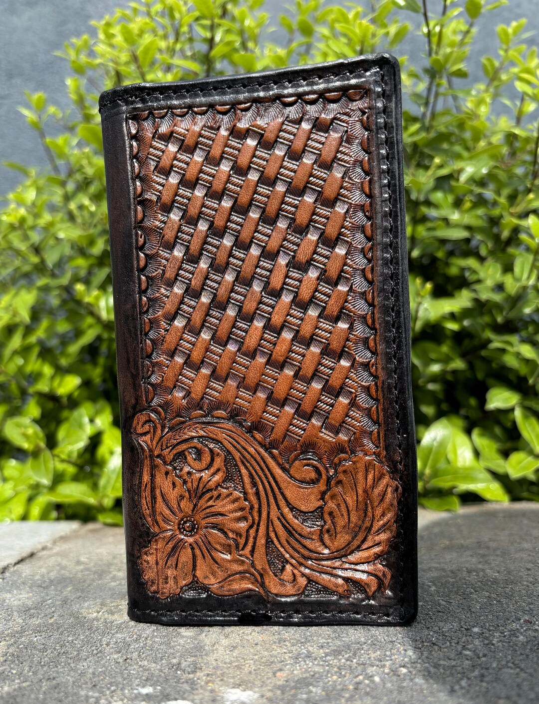 Roper Rodeo Wallet Roper Wallet - Hand Tooled Leather - Etsy