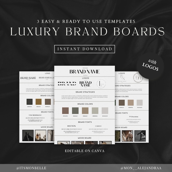 Luxury Brand Board Template, Canva Logo Template, DIY Branding Pack, Business Branding Template, DIY Logo Design, Logo Kit, Editable