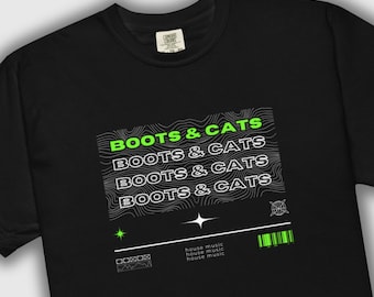 Koszulka z muzyką house | Koszulka Boots & Cats Neon Rave