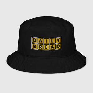 Daily Bread Waffle House Logo Embroidered Organic bucket hat | EDM Merch Daily Bread Merch
