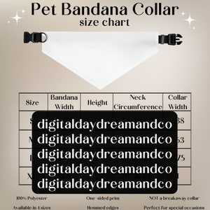 Tabla de tallas de collares de bandana para perros, maqueta de collares para perros, maqueta de collares para gatos, guía de tallas de collares para mascotas, guía de tallas de collares para perros, tabla de tallas de collares para perros POD