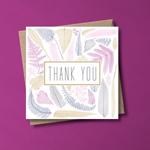 Merci de dessin botanique de feuille de Zazzle.be Liste d'envies Vous avez des idées ? 1 ou 10 | Cartes d'illustration de feuilles d'art botanique dessinées à la main | 5,5 x 5,5 pouces avec enveloppe