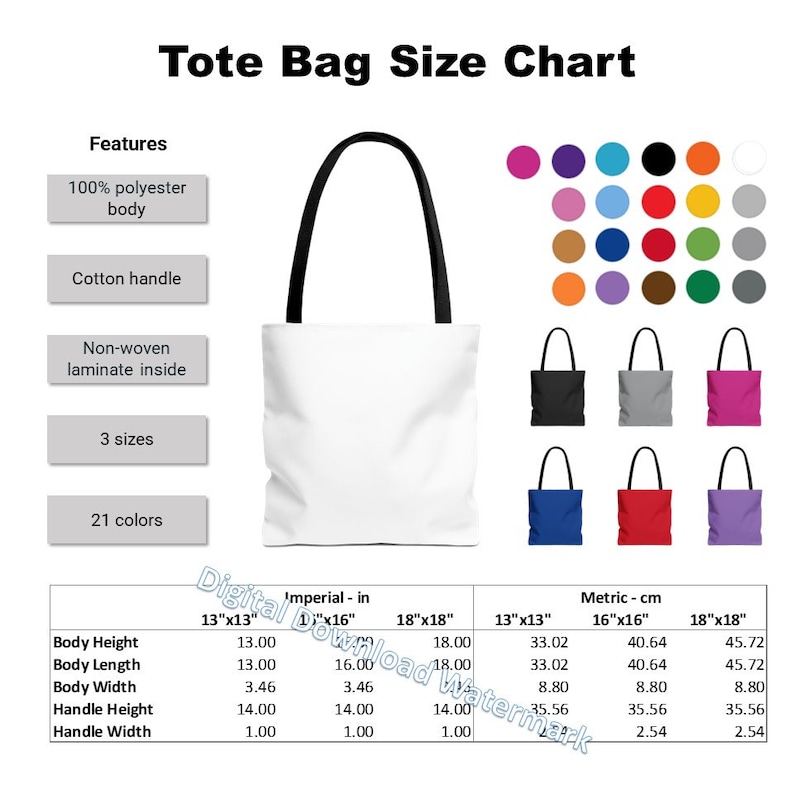 Tote Bag Size Chart Tote Bag Size Charts Fashion Accessories 4 Designs