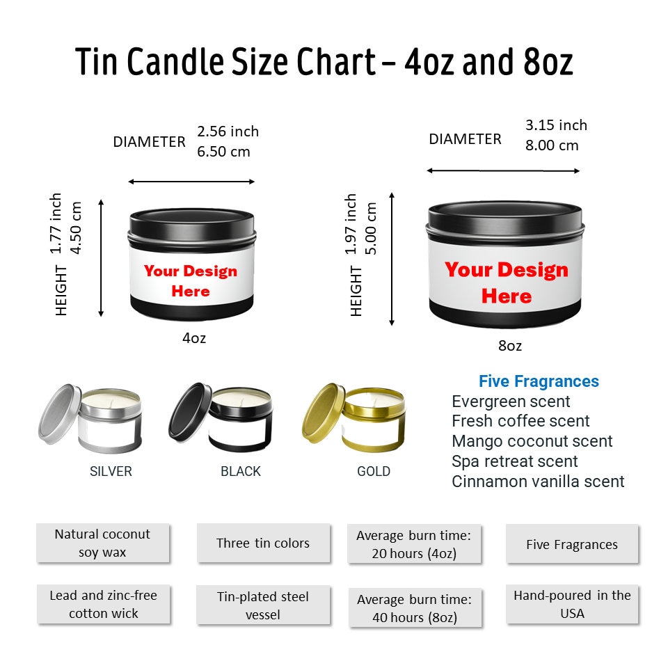 Tin Candle Size Chart 8oz 4oz Candle Size Charts Tin Candle Size Chart