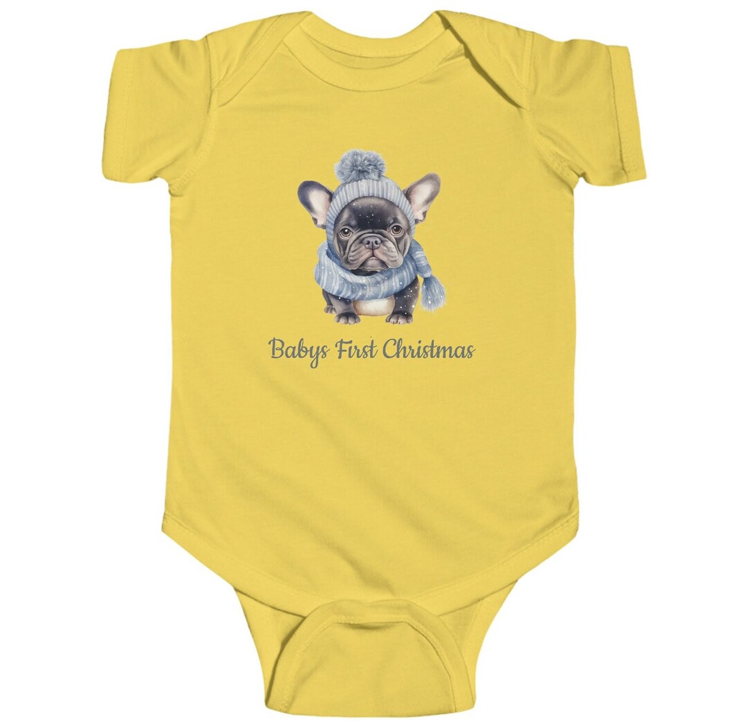 Babys First Christmas Cute Frenchie Body Suit, Babys First Xmas, Babys