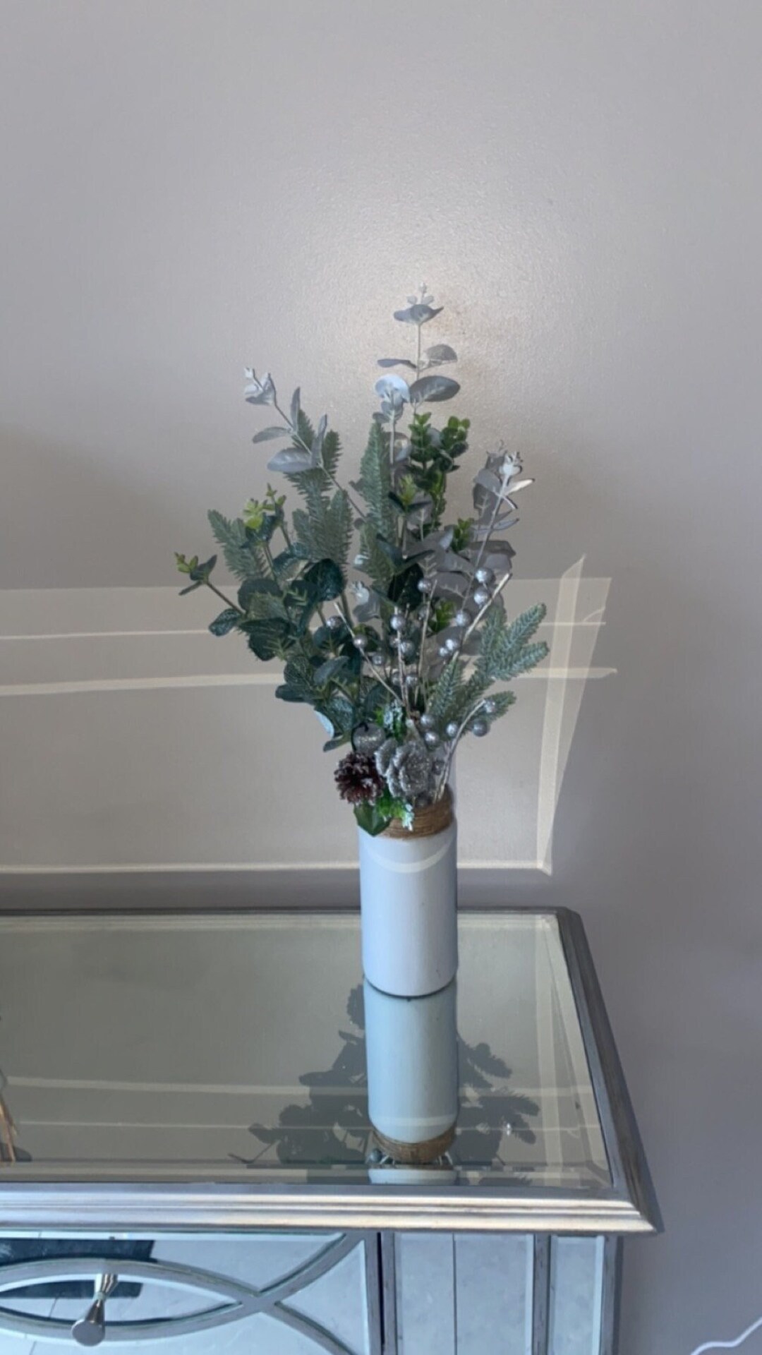 Silver Christmas Artificial Flower Arrangement for Gifts or Etsy