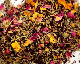 Mezcla de tés Eneagrama 4: Hibisco, Rosa y Brahmi - 1 oz de hojas sueltas