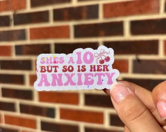 Holographic Cherry Sticker: Funny Coquette Mental Health Vinyl