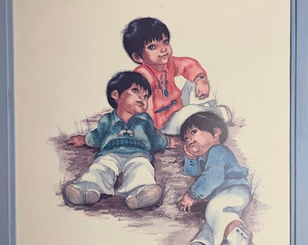 Lithograph: Navajo Boys, Linda Avey. Excellent First Piece for Art Collection