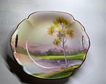 Antique Nippon Nut/Candy Dish with Flying Swan Motif