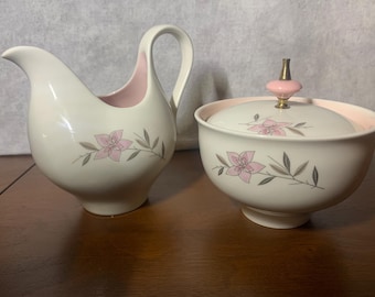 MCM Taylorton Rose Sugar Bowl Creamer Set: Unique Handle Design