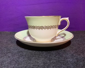 Bone China Teacup/Saucer Lime Cream & White