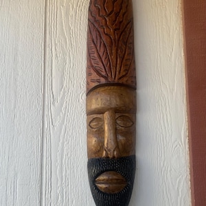 Haitian Hand-Carved Wood Sculpture: Bearded Man