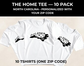 10-Pack Personalized NC T-Shirts | Custom ZIP Code Realtor Closing Gifts