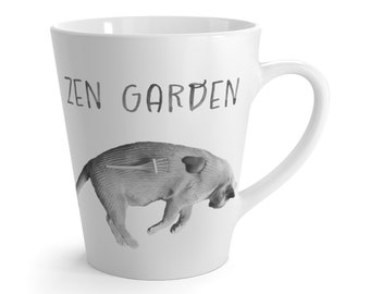 Zen Garden Cat Latte Mug, Cat Lover Mug, Cat Scratch, Buddhist Cat, Relaxed Cat, Meditation Cat