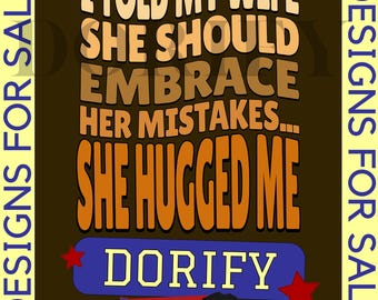Funny Wife Hugs Husband Design: PNG SVG Digital File
