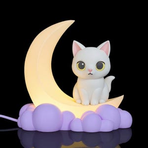 Starlight Kitty Nightlight – Cute Cat Moon Lamp | Kids Bedside Lamp | Nursery Night Light | Cozy Glow Bedtime Decor