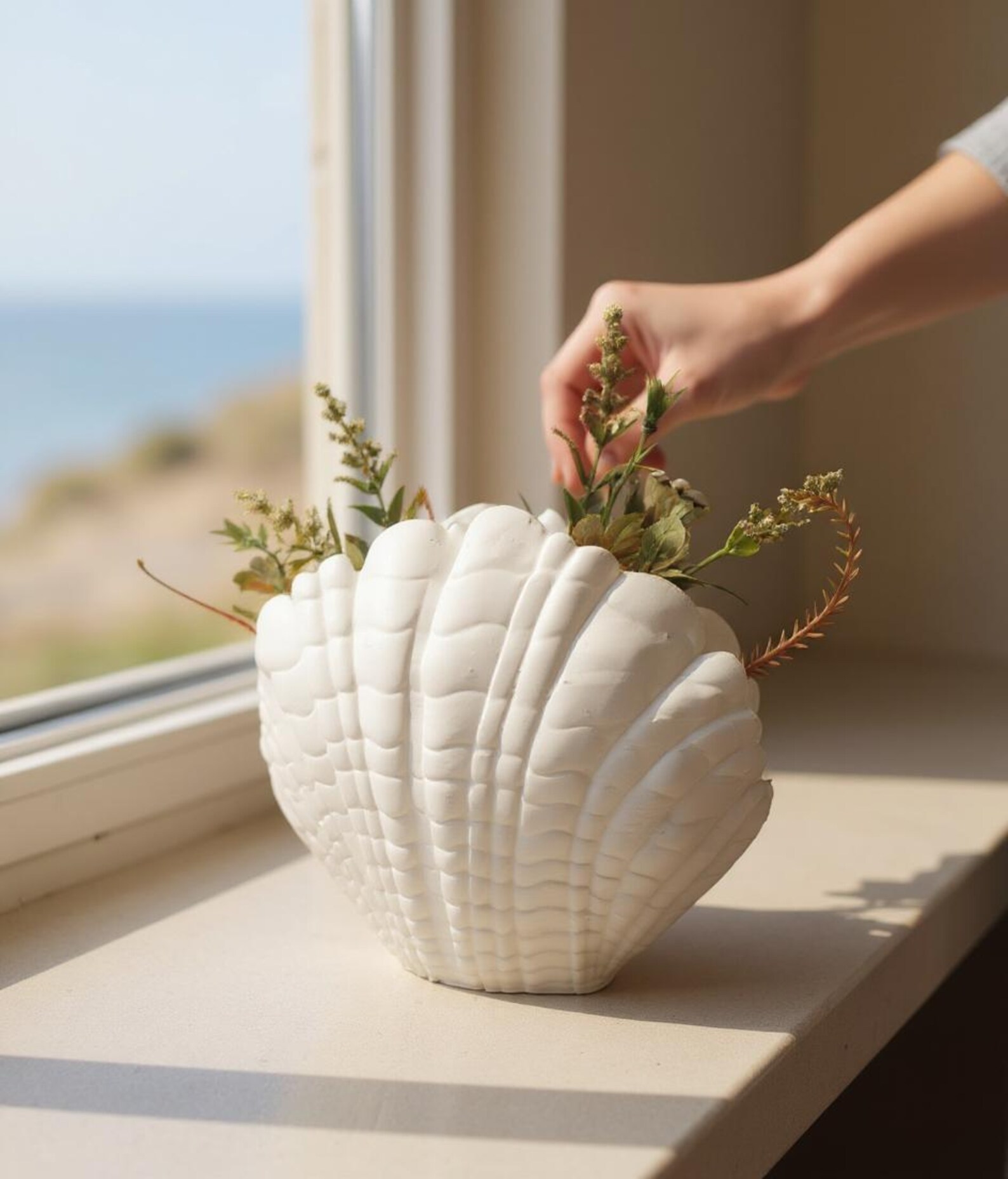 Picture of Shell Vase – 3D Printed Coastal Home Decor | Minimalist Ocean-inspired ...