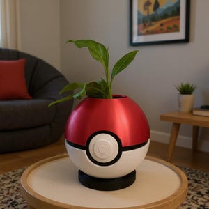 Pokéball-planter: 3D-geprint PLA Geeky-bureaudecor