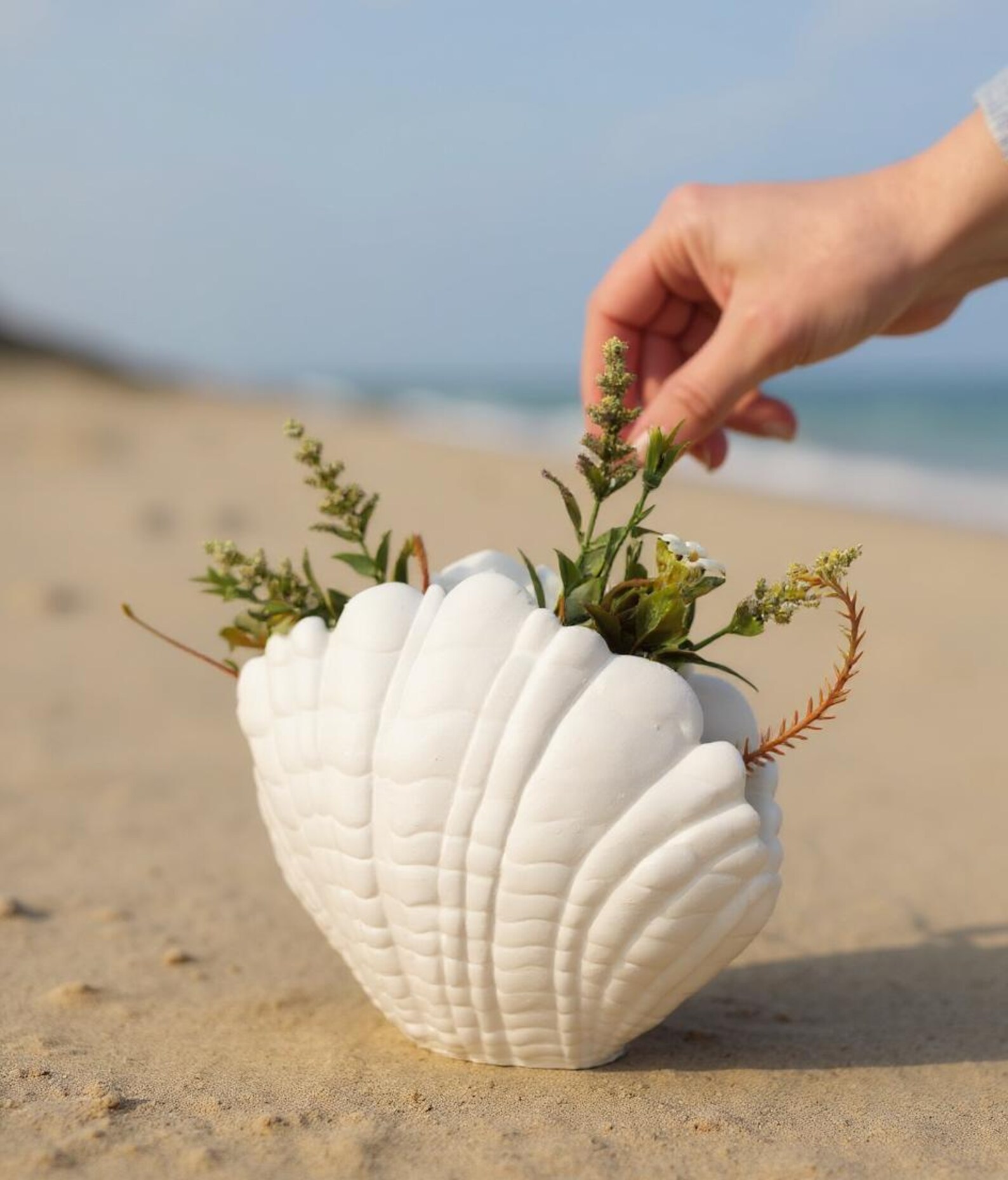 Picture of Shell Vase – 3D Printed Coastal Home Decor | Minimalist Ocean-inspired ...