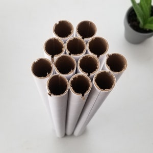 Lot de 12 tubes en carton épais robustes - Tubes vides de 40,4 x 2,5 cm (45,7 x 2,5 cm) Fourniture d'activités pour enfants avec fentes-Fourniture d'art upcycle-Fourniture d'artisanat pour étudiants