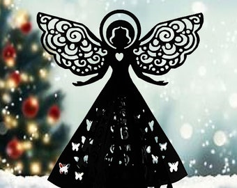 Butterfly Angel Christmas Lantern Paper Cut  Lightbox Cricut SVG Cut file