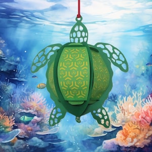 Hanging Turtle Animal  Lantern lamp Cricut SVG file Template cut file Sea Nautical Ocean