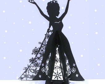 Winter Princess Lantern Nightlight Paper Cut Lightbox Cricut SVG file Template