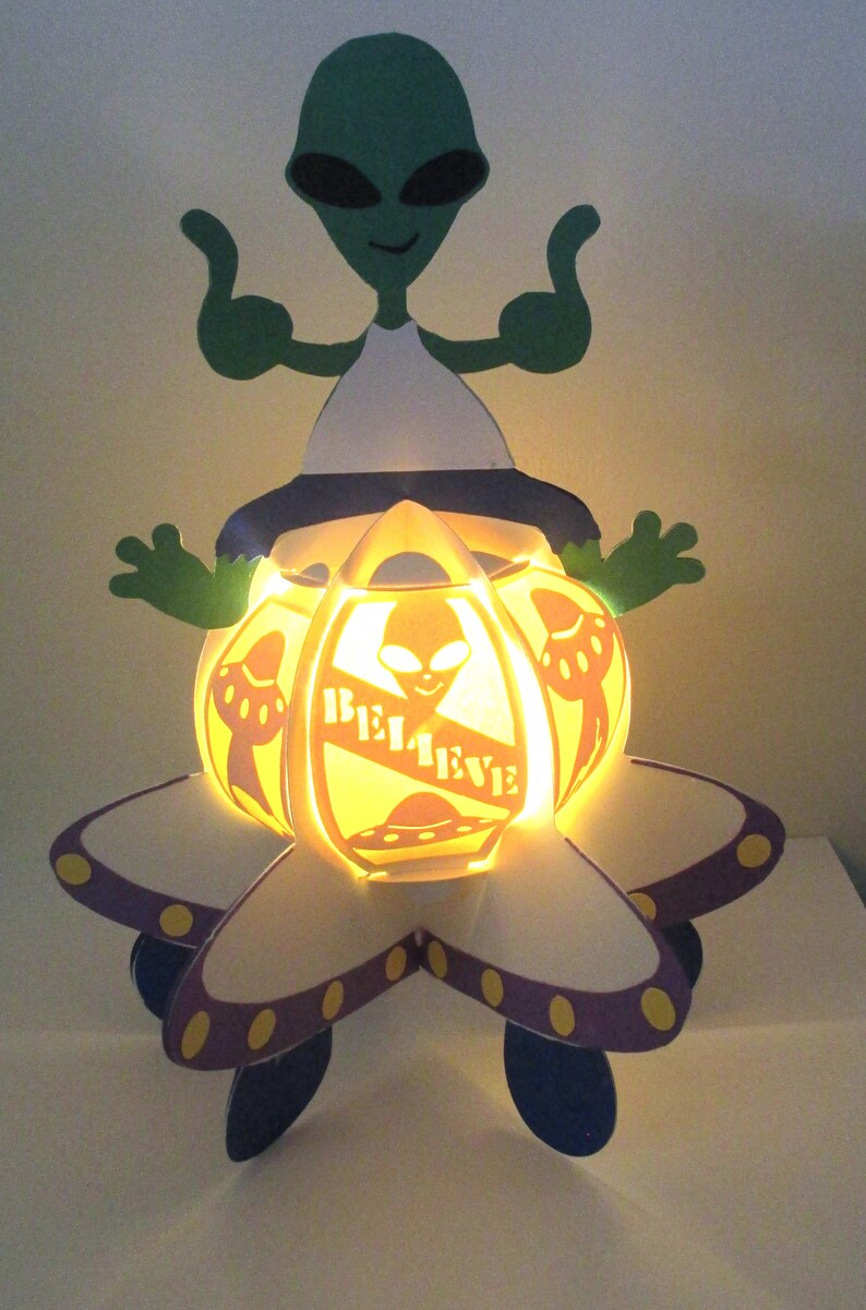 Charlie UFO Alien Spaceship Lantern Paper Cut Lightbox Cricut SVG Cut ...