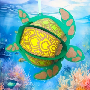 Sea Turtle Animal Lantern  lamp Cricut SVG file Template cut file Sea Nautical Ocean