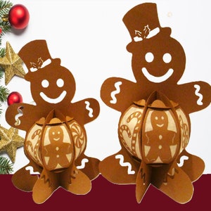 Gingerbread Man Christmas Lantern Paper Cut  Lightbox Cricut SVG Cut file