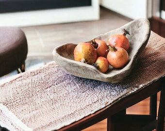 Rustic Hand Carved Wooden Bowls, Vintage Carved Fruit Bowl, Rustic Wooden Decor, Hand Carved Decoration Gift, Farmhouse Decor Gift For Mum