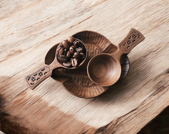 Rustic Hand Carved Wooden Spoons, Carved Wood Coffee Spoons, Rustic Wooden Kitchen Decor, Hand Carved Wood Christmas Gifts For Mum Dad