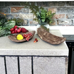 Rustic Hand Carved Decorative Trays, Handmade Wooden Fruit Bowls, Decorative Wooden Fruit Trays, Hand Carved Wooden Gifts For Christmas