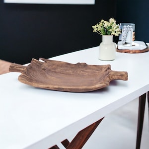 Rustic Hand Carved Wooden Fruit Tray Decorations, Handmade Decorative Fruit Bowl, Rustic Carved Wooden Decor, Hand Carved Wood Gift For Mum