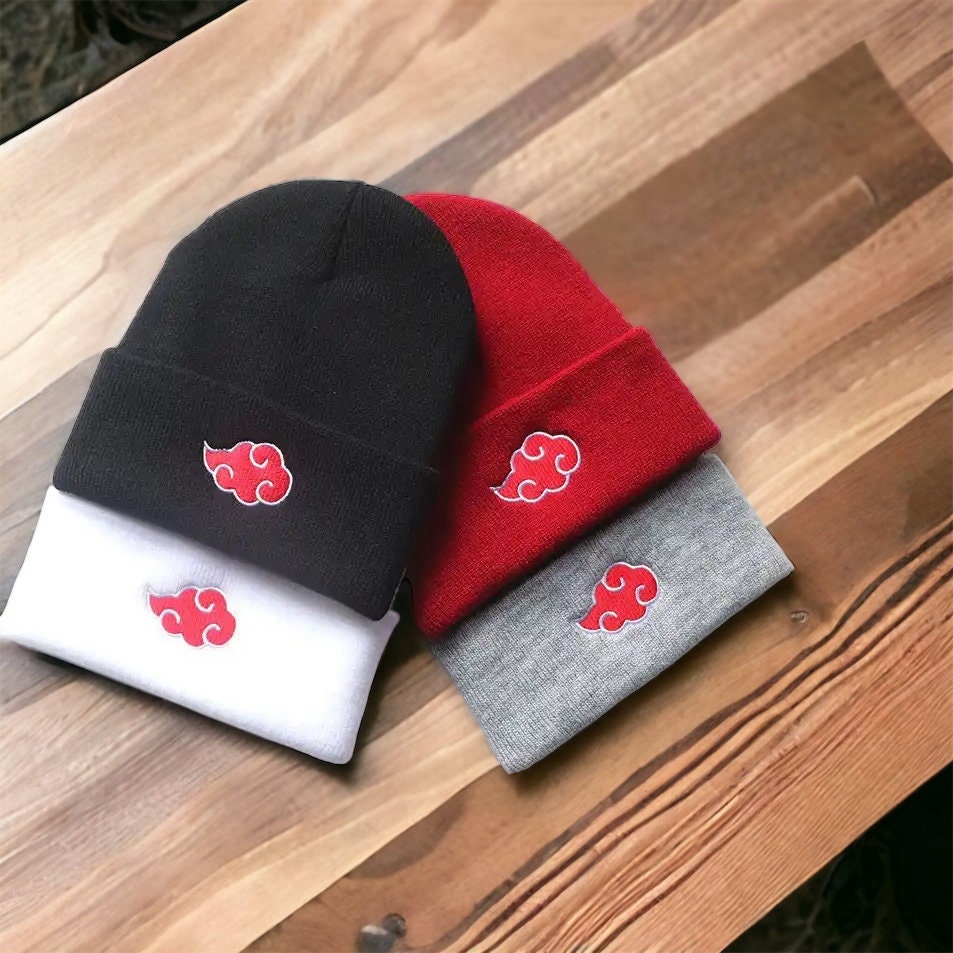 Naruto Akatsuki logo Beanie Hat Anime Warm Embroidery knitted woolen unisex