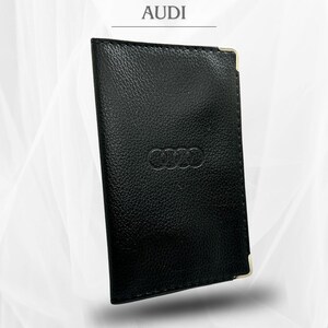 Audi - Audi Sport porte-documents de voiture en cuir, noir/rouge