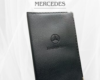 Porte papiers voiture etui carte grise Mercedes cuir fait main couture rouge Etsy France