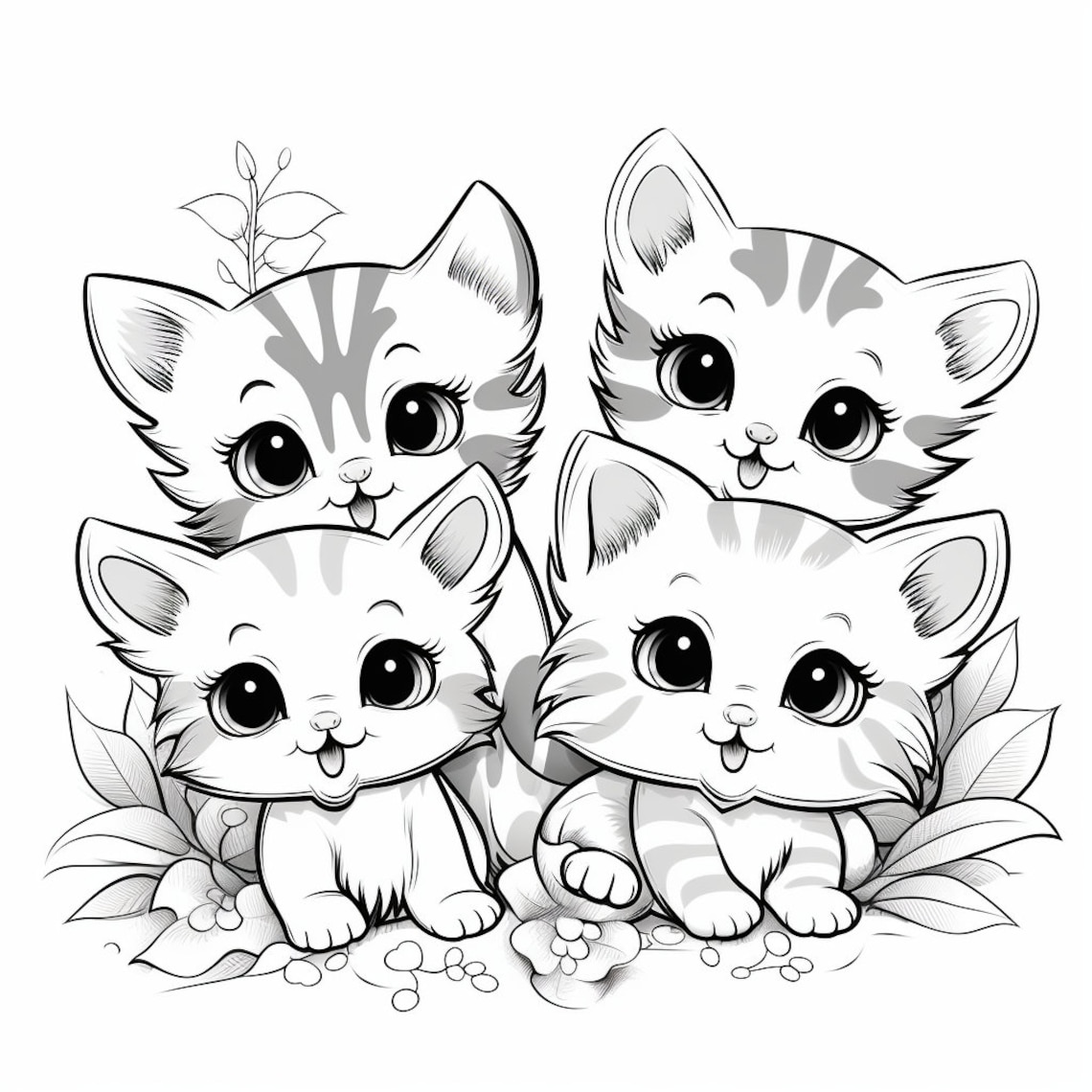 Kitten Coloring Pages for Kids - Etsy
