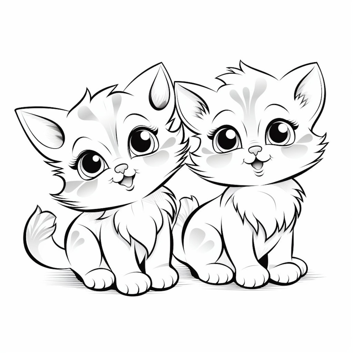 Kitten Coloring Pages for Kids - Etsy