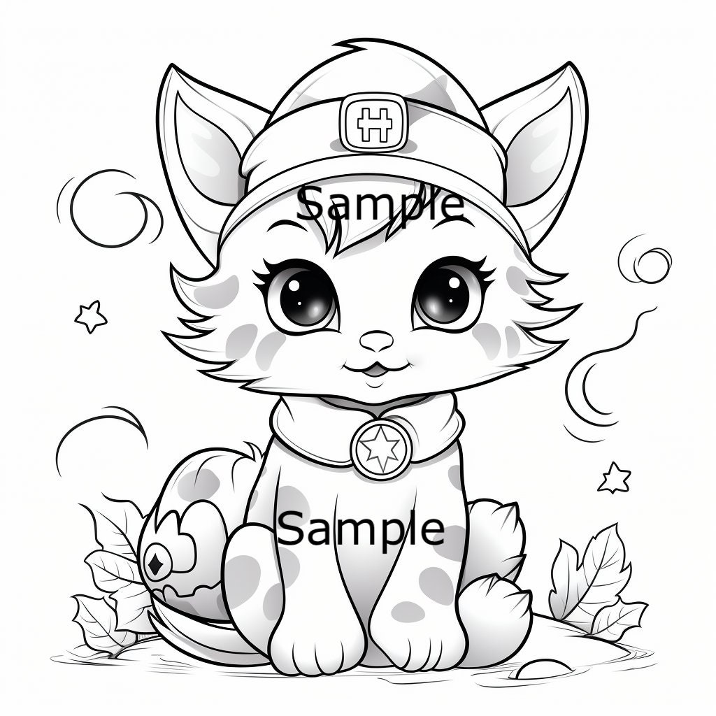 Halloween Kitten Coloring Pages for Kids - Etsy