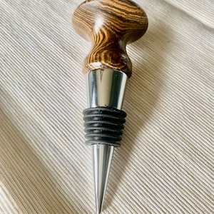 Hand Turned Zebrawood Wine Bottle Stopper