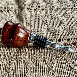 Beautiful Hand Turned Cocobolo Wood and Stainless Bottle Stopper.