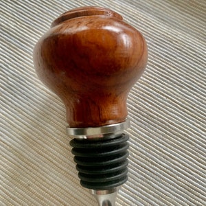 Hand Turned Zebrawood and Stainless Bottle Stopper.