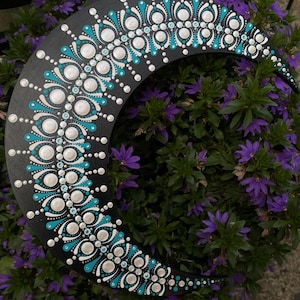 Dot Mandala Crescent Moon - Turquoise