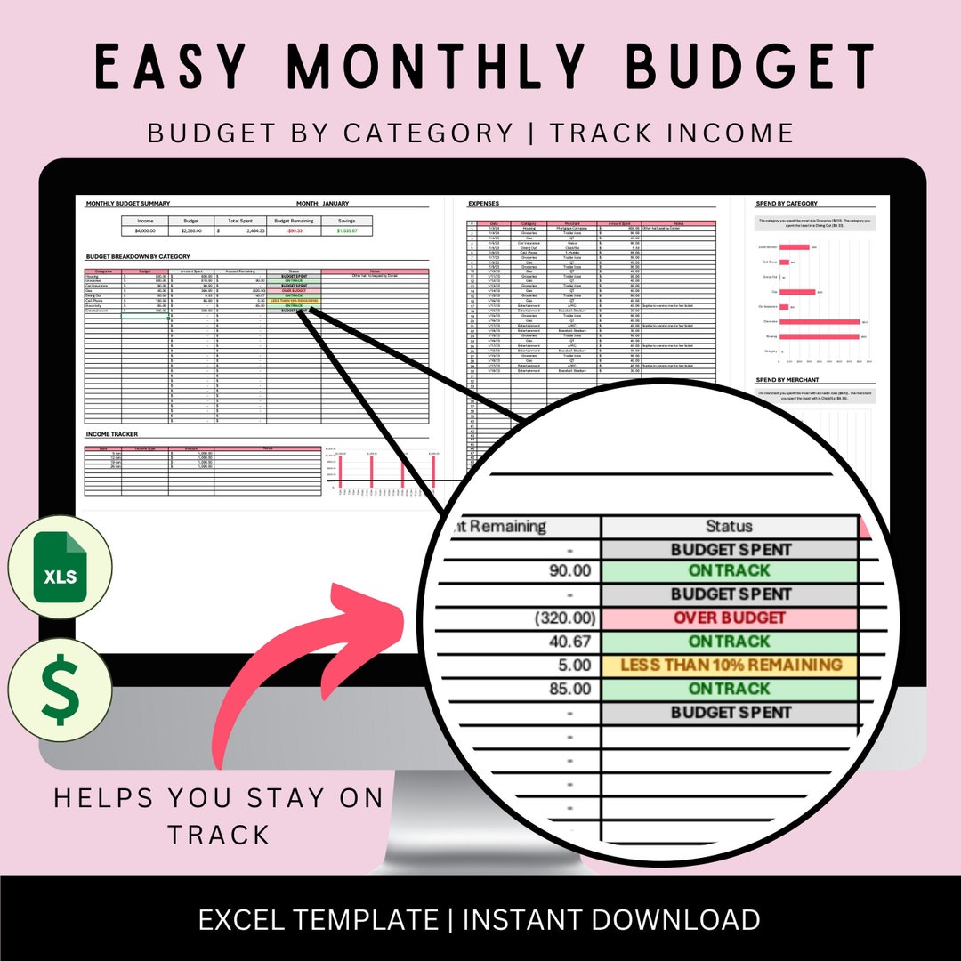 Easy Monthly Budget Spreadsheet Excel Budget Template Budgeting Easy Monthly Budget Spreadsheet Excel Budget Template Budgeting