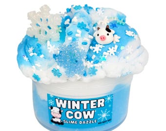 Gelée nuageuse vache hivernale : parfum vanille guimauve, breloques flocon de neige